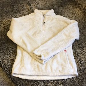 North Face White Long Sleeve Fluffy Jacket